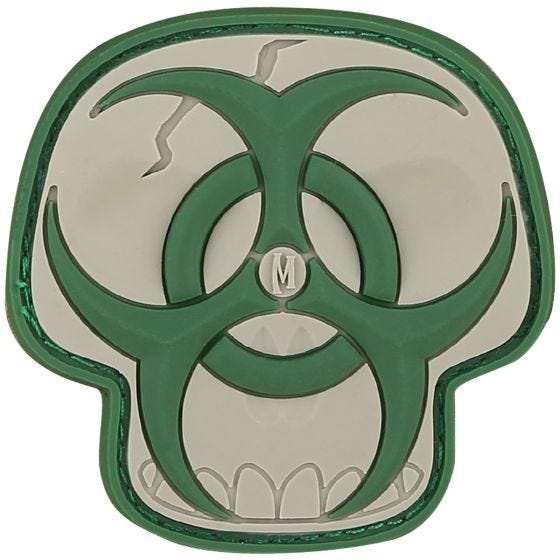 Parche con calavera con el símbolo de riesgo biológico Maxpedition en Arid