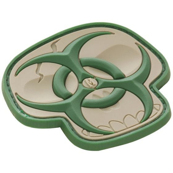 Parche con calavera con el símbolo de riesgo biológico Maxpedition en Arid