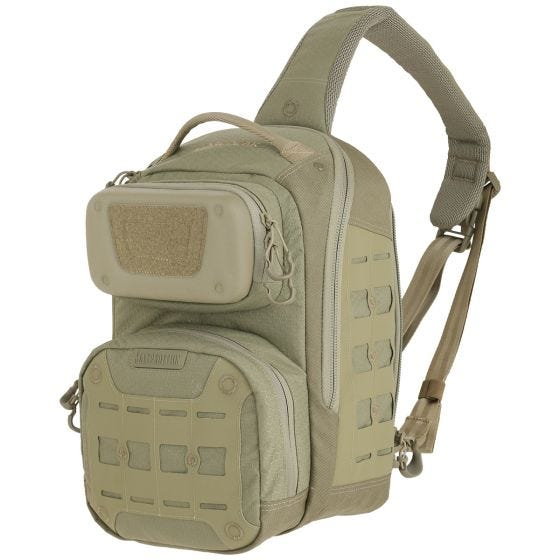 Mochila bandolera Maxpedition Edgepeak con diseño ambidiestro en Tan
