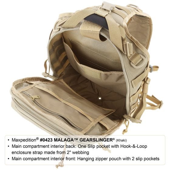 Mochila bandolera Maxpedition Malaga en negro