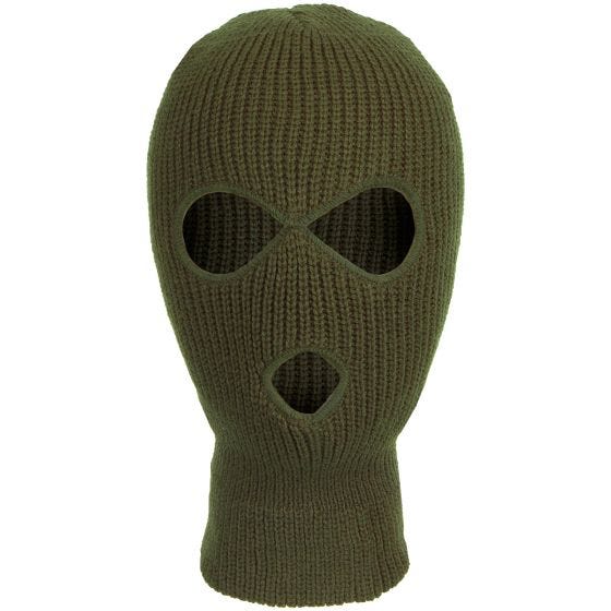 Pasamontañas MFH con tres aberturas de elastano ligero en OD Green