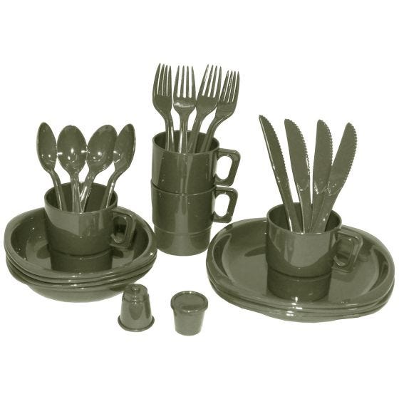 Set de 26 piezas de menaje para acampada MFH de plástico