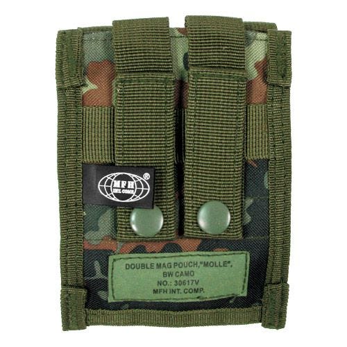 Portacargador doble MFH de cartuchos de 9 mm con sistema MOLLE pequeño en Flecktarn