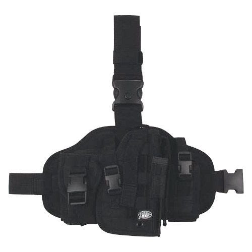 Funda de pistola para pierna MFH con portacargadores y sistema MOLLE en negro