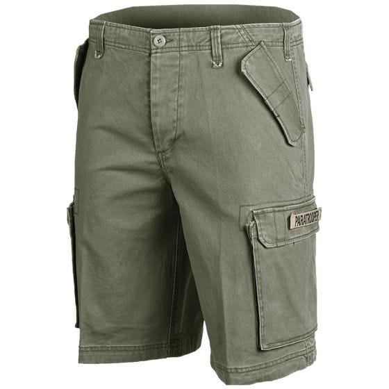 Pantalones cortos prelavados estilo cargo de paracaidista militar Mil-Tec en verde oliva