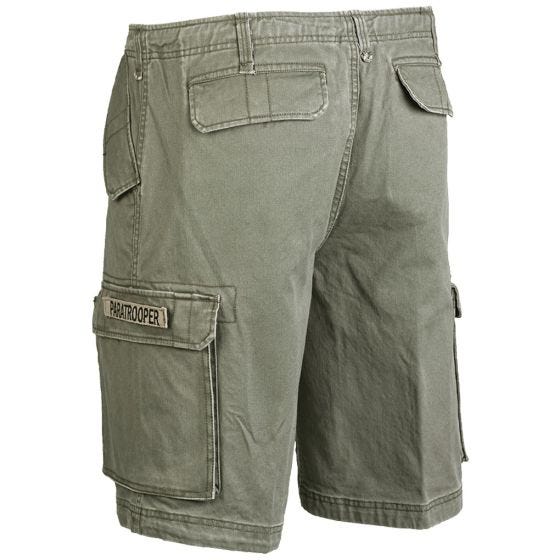 Pantalones cortos prelavados estilo cargo de paracaidista militar Mil-Tec en verde oliva
