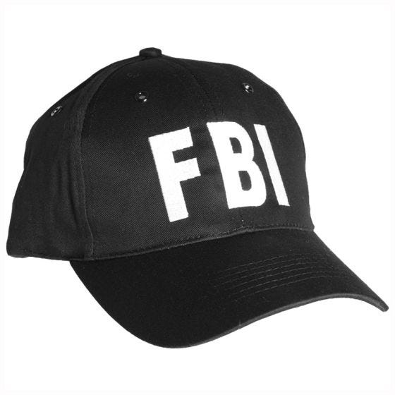 Gorra de béisbol Mil-Tec FBI con banda de plástico en negro