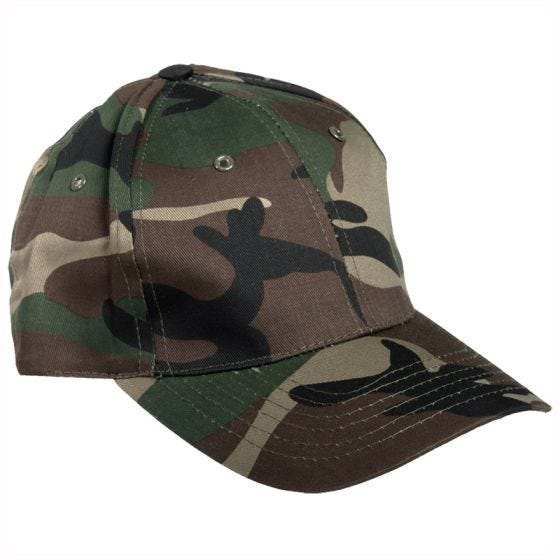 Gorra de béisbol Mil-Tec con banda de plástico en Woodland
