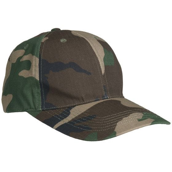 Gorra de béisbol Mil-Tec de Ripstop con hebilla metálica en Woodland