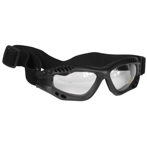 Gafas de protección Mil-Tec Commando Air Pro con lentes transparentes y montura en negro