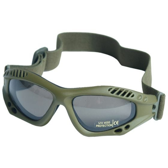 Gafas de protección Mil-Tec Commando Air Pro con lentes ahumadas y montura en verde oliva