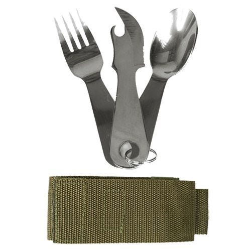 Cubiertos de acero inoxidable con funda Mil-Tec