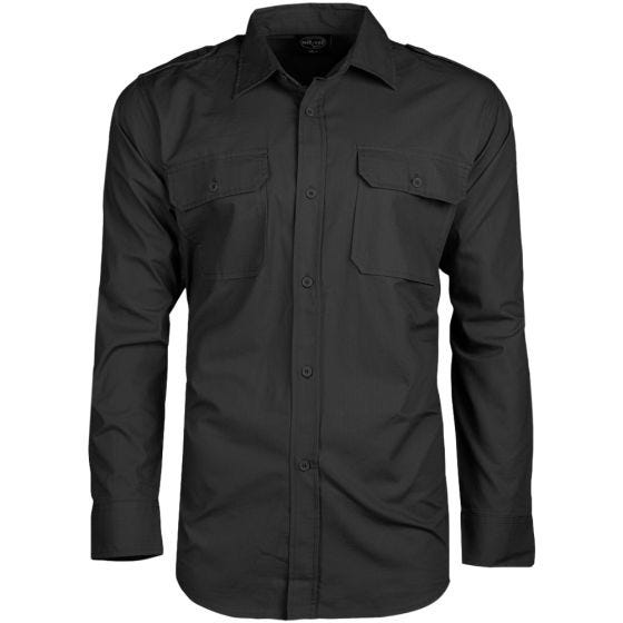 Camisa de manga larga Mil-Tec de tejido RipStop en negro