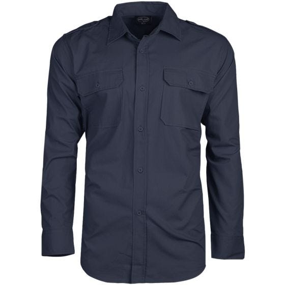 Camisa de manga larga Mil-Tec de tejido RipStop en Navy Blue