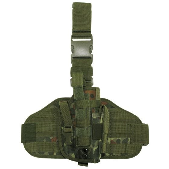 Funda de pistola para pierna MFH Tactical con sistema MOLLE en Flecktarn