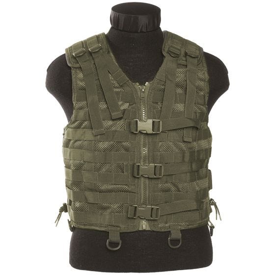 Chaleco Mil-Tec Carrier con sistema modular en verde oliva