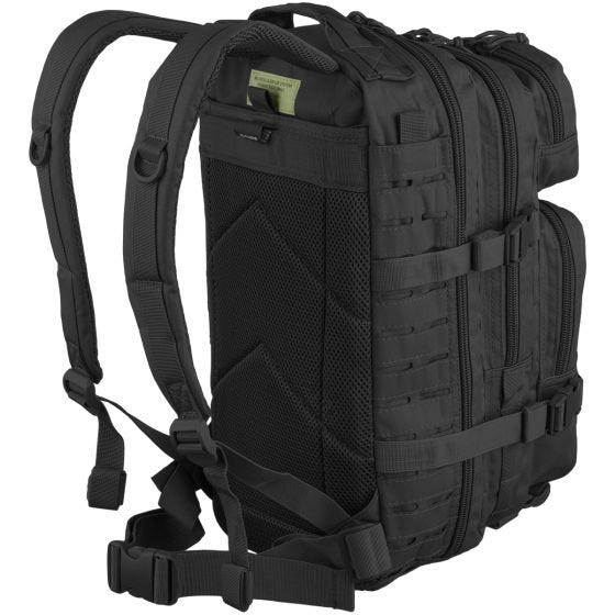 Mochila de asalto cortada a láser Mil-Tec US de tamaño pequeño en negro