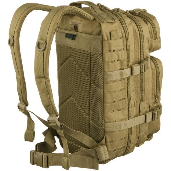 Mochila de asalto cortada a láser Mil-Tec US de tamaño pequeño en Coyote