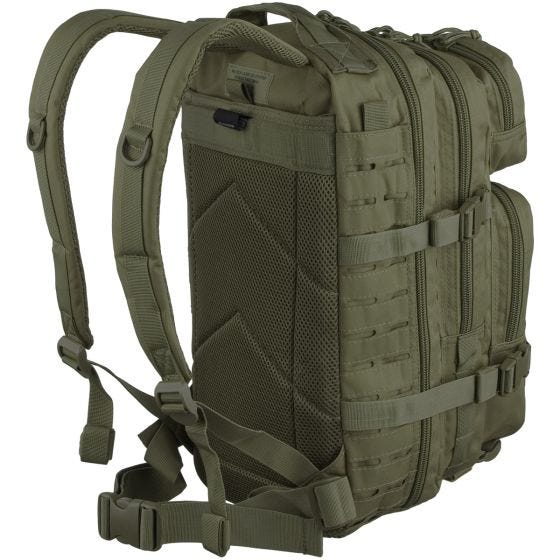 Mochila de asalto cortada a láser Mil-Tec US de tamaño pequeño en verde oliva