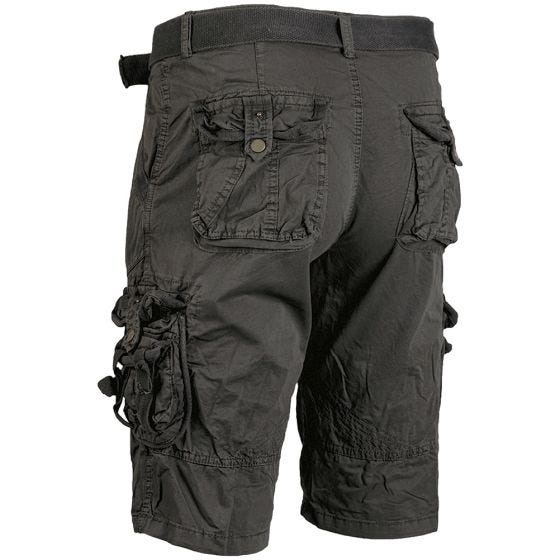 Pantalones cortos de supervivencia Mil-Tec prelavados de estilo vintage en negro