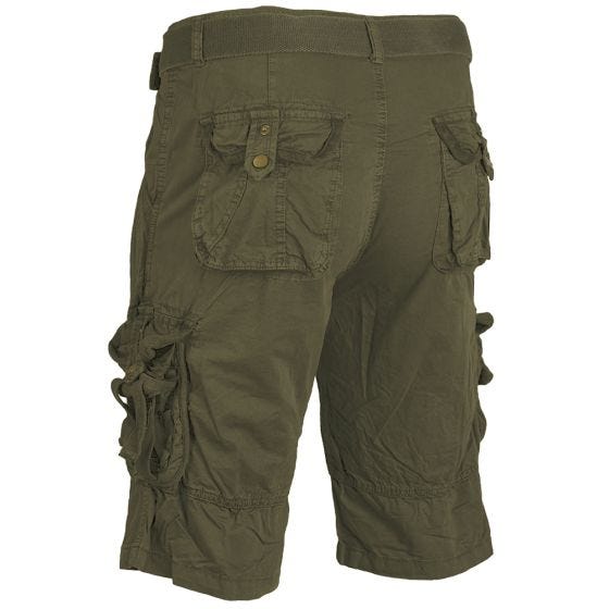 Pantalones cortos de supervivencia Mil-Tec prelavados de estilo vintage en verde oliva