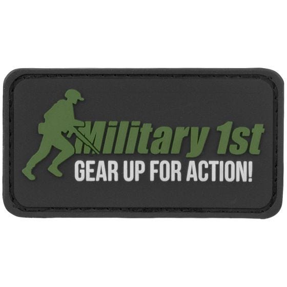 Parche Military 1st Gear Up For Action en negro/blanco/verde