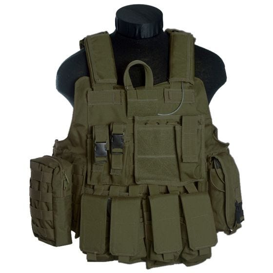 Chaleco de combate Mil-Tec M.Release con sistema MOLLE en verde oliva