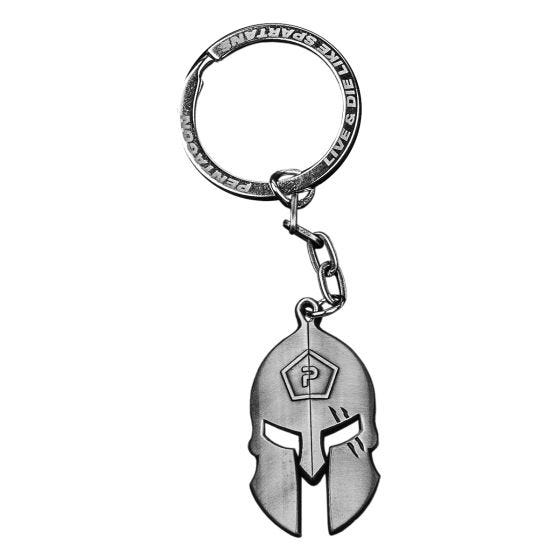 Llavero Pentagon Spartan en plateado envejecido