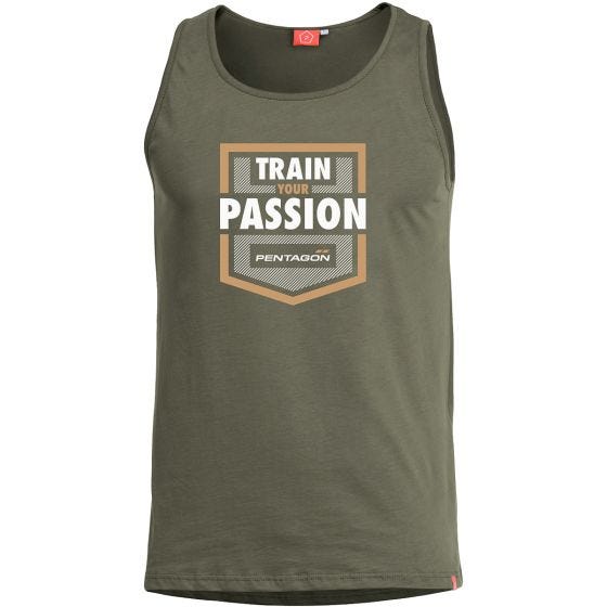 Camiseta sin mangas Pentagon Astir Train your passion en verde oliva