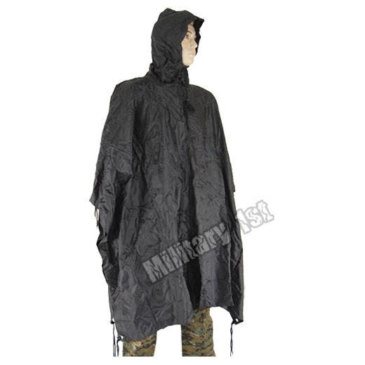 Poncho impermeable de Ripstop en negro