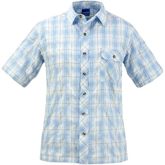Camisa abotonada de manga corta Propper Covert en Light Blue Plaid