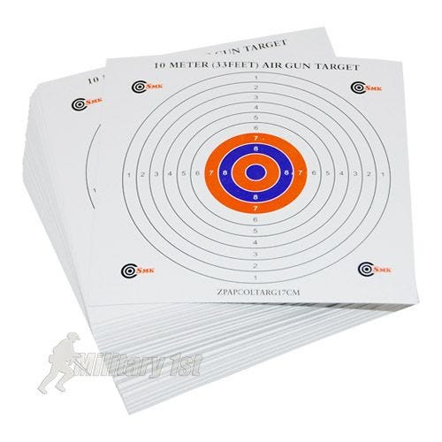 Pack de 100 dianas de tiro SMK Colour Centre de papel de 17 cm