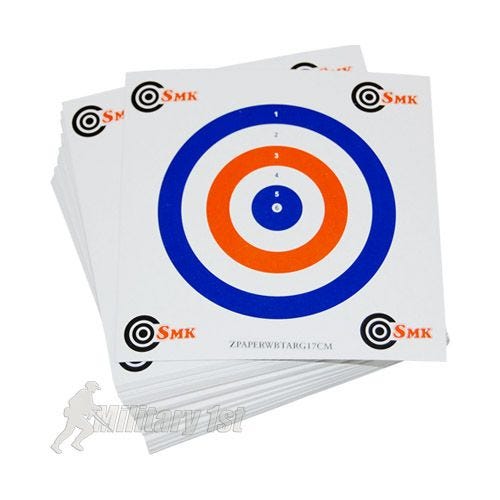 Pack de 100 dianas de tiro SMK de papel de 17 cm en rojo / blanco / azul