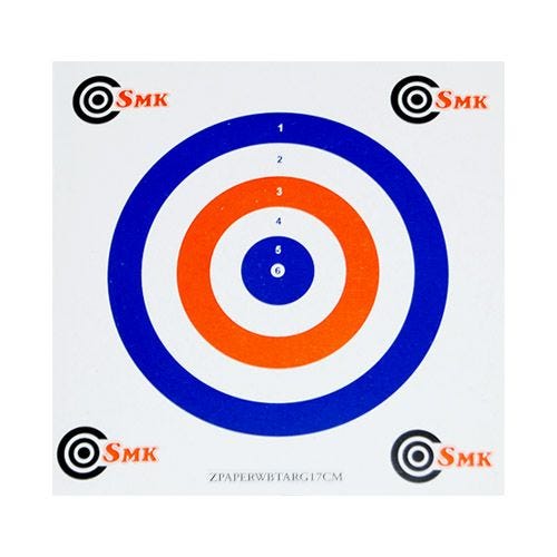 Pack de 100 dianas de tiro SMK de papel de 17 cm en rojo / blanco / azul