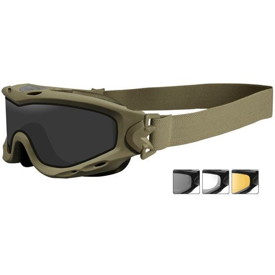 Gafas de protección Wiley X Spear con lentes dobles ahumadas + transparentes + naranja claro y montura en Tan mate