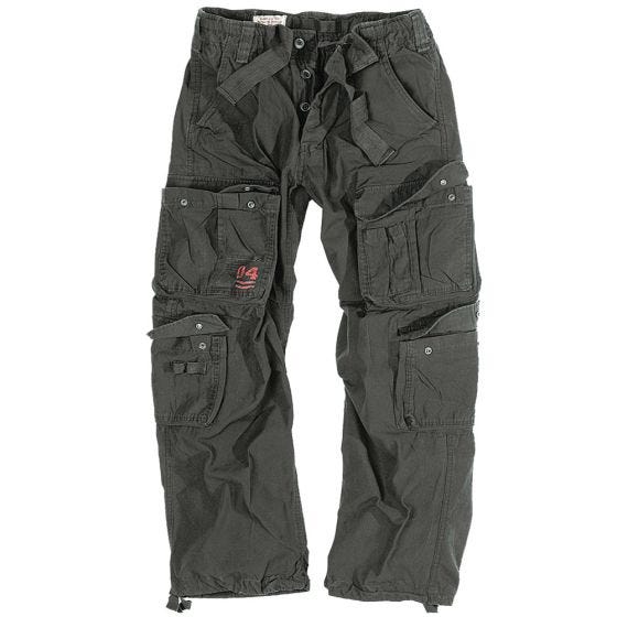 Pantalones Surplus Airborne Vintage lavados a la piedra en negro
