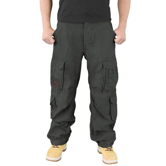 Pantalones Surplus Airborne Vintage lavados a la piedra en negro