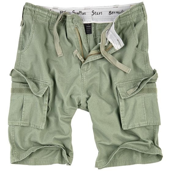 Bermudas Surplus Stars en verde oliva claro