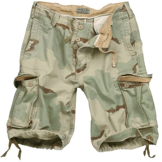 Pantalones cortos Surplus Vintage lavados a la piedra en Desert 3 Colores