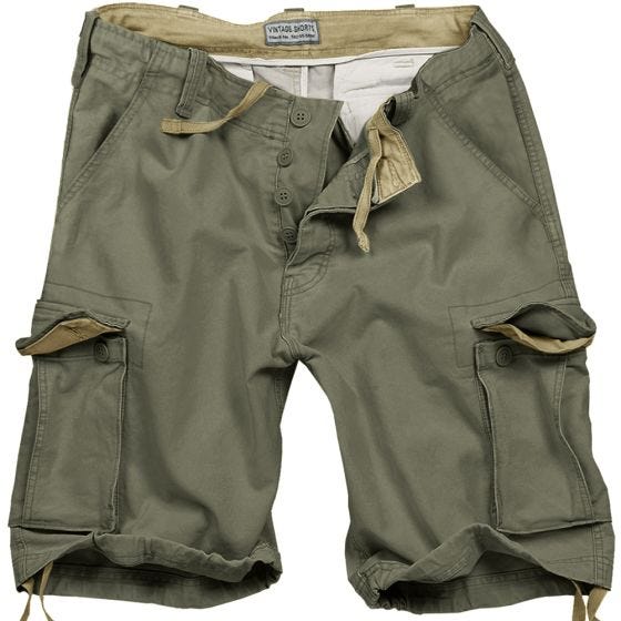 Pantalones cortos Surplus Vintage lavados a la piedra en verde oliva