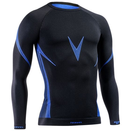 Camiseta de manga larga Tervel Optiline en negro / azul