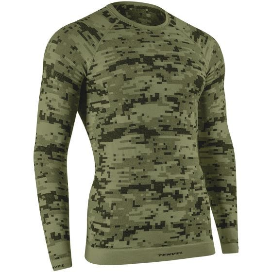 Camiseta de manga larga Tervel Optiline con patrón de camuflaje digital en Military / gris