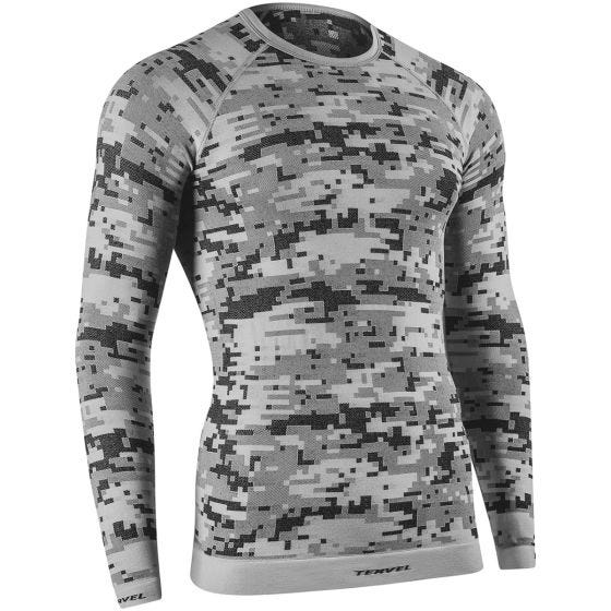 Camiseta de manga larga Tervel Optiline con patrón de camuflaje digital en plateado / gris