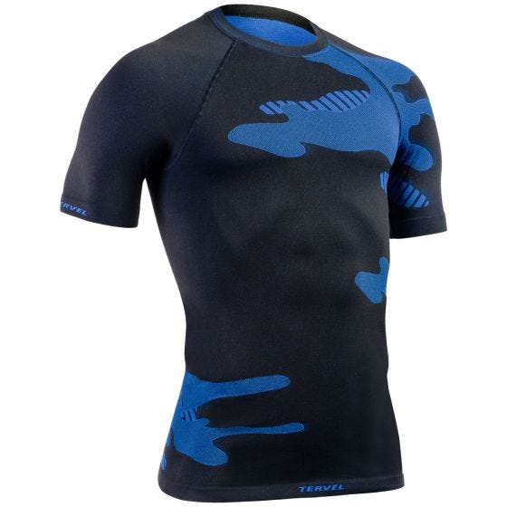 Camiseta ligera de manga corta Tervel Optiline en negro / azul
