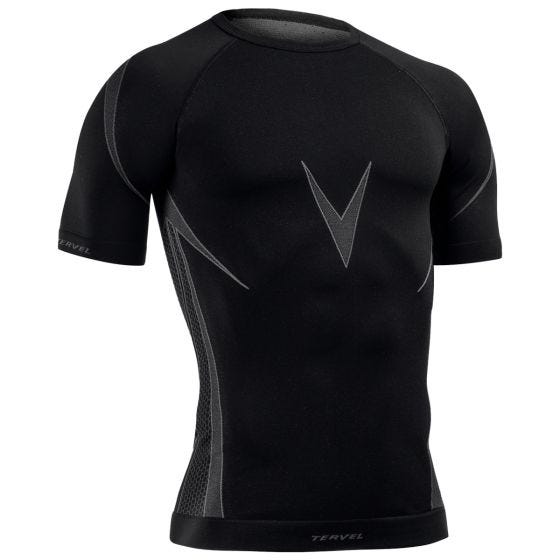Camiseta de manga corta Tervel Optiline en negro / gris