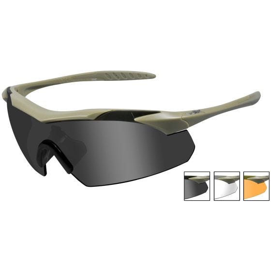 Gafas Wiley X WX Vapor con lentes ahumadas + transparentes + naranja claro y montura en Tan mate