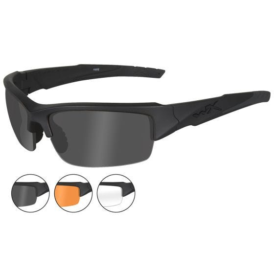 Gafas Wiley X WX Valor con lentes ahumadas + transparentes + naranja claro y montura en negro mate