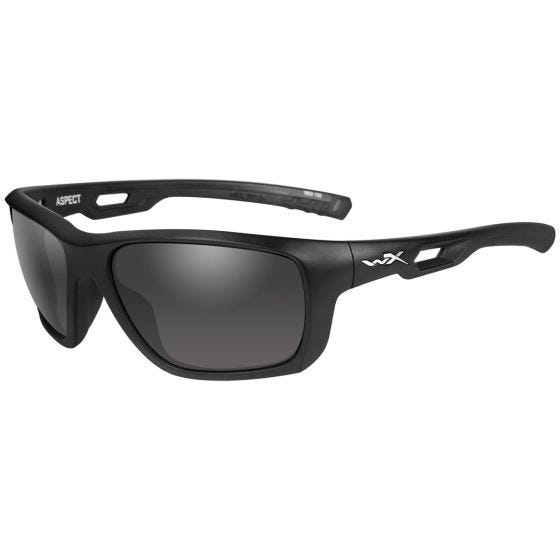 Gafas Wiley X WX Aspect con lentes ahumadas grises y montura en negro mate